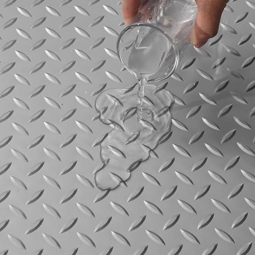 VEVOR Garage Floor Mat, 19 x 4.9 FT PVC Garage Flooring Roll, Non-Slip Diamond Texture, 93.65 sq.ft Covering Space, Garage Mats for Under Cars, for Gyms Boats Car Trailer, Gray