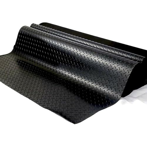 THABATAD 4 x 6 FT Heavy Duty Garage Floor Mat, 2.5 mm Thickness Garage Car Mat for Garage Floor, Golf Cart Parking, Water/Stain Resistant Floor Runner (Embossed Diamond Plate), Red
