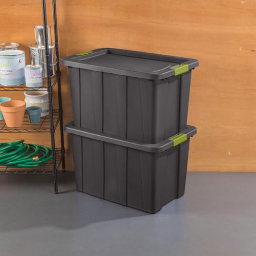 Sterilite 4-Pack Latching Tuff1 Tote, Large Plastic Storage Bins w/Lids, 30 Gallon, Gray - Heavy-Duty Stackable Organizer Boxes and Containers for Home, Office, Basement, Closet, and Garage