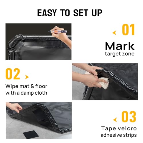 TUFFIOM 9'x 20' Containment Mat w/Squeegee, Garage Floor Mats for Under Car, Heavy Duty Waterproof Car Parking Mats for Snow Ice Rain Mud Oil