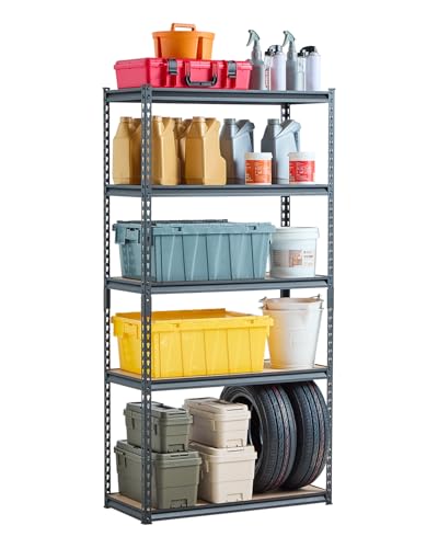 VEVOR Storage Shelves, 2000 lbs, 5 Tier Garage Storage Shelving, 16" D x 36" W x 71.4" H Adjustable Metal Shelves for Garage Shelves Utility Rack Shelf, Ideal for Kitchen, Warehouse, Basement, Black