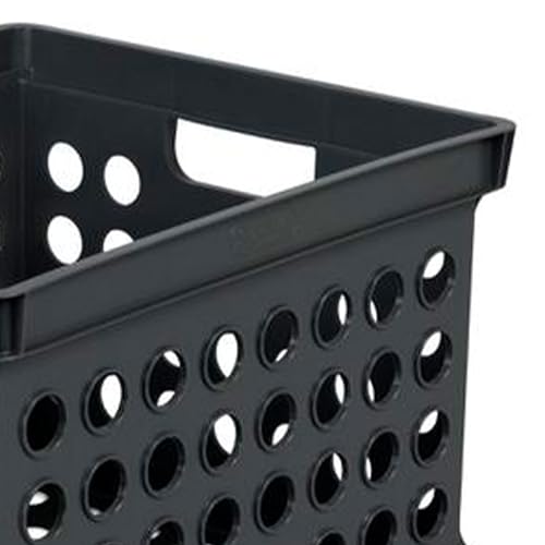 Sterilite Stackable Plastic Storage Crate Bin Organizer File Box with Handles for Home, Office, Dorm, Garage, or Utility Organization, Black, 12-Pack
