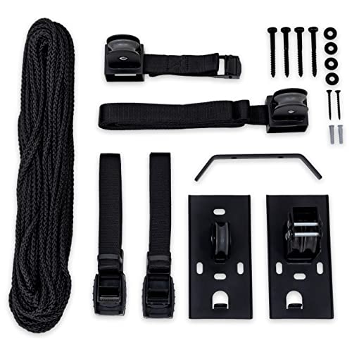 StoreYourBoard Standup Paddleboard and Surfboard Ceiling Storage Pulley System, Garage Mount Hoist, Heavy Duty Holds 150 lbs
