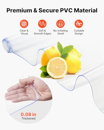 VEVOR Clear PVC Strip Curtain, 80 in Height x 36 in Width x 0.08 in Thickness, 6 PCS Walk in Freezer Cooler Curtain Strips, Smooth Waterproof Plastic Door Strips for Warehouse, Freezer, Garage Doors