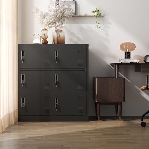 OPTYMIRA Metal Lockers for Employees 6 Doors,Office Storage Locker, Employee Steel Locker Cabinet with Lock,Staff Locker with Keys Storage Cabinet for Gym Home Office School Garage,Assembly Required
