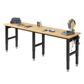 SPECRAFT 72" Adjustable Heavy Duty Workbench with 4 AC Outlet and 2 USB Ports Power Outlets, 6000 Lbs Capacity, Rubber Wood Top for Garage, Workshop, Office