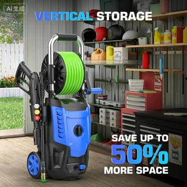 Pressure Washer 4800PSI, 4.0GPM Portable Power Washer with Foam Cannon,4 Nozzles,33FT Hose and Soap Bottle,Car Wash Machine/Car/Driveway/Patio Clean,Blue