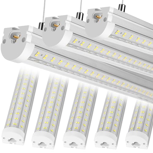 8FT U Shape 125W Integrated LED Tube Light, 6500K Clear White, 20000LM Super Bright, Flush Mount/Hanging, Linkable Shop Lights for Garage Workshop, Plug&Play, 8 Pack
