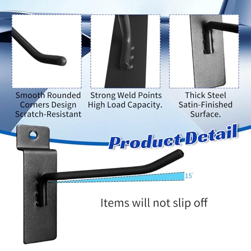 ZHLZHL 60 Pack Slatwall Hooks,4/6/8 Inch Heavy Duty Slat Wall Hooks Different Size Black Slatwall Accessories,peg Hooks for slatwall for Garages,Retail Stores