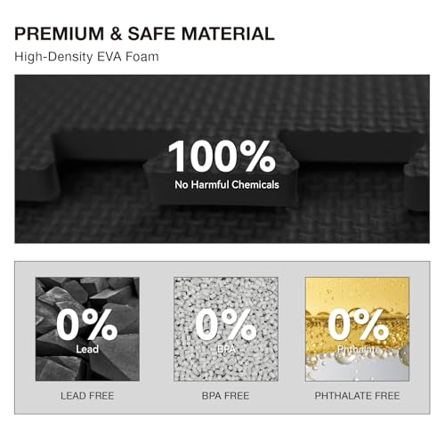 AIRHOP 18 PCS Gym Floor Mat, EVA Foam Puzzle Gym Mat, High-Density Interlocking Foam Floor Tiles for Home Gym, Play Workout Garage Kitchen Flooring 12.6"x12.6"x0.4"