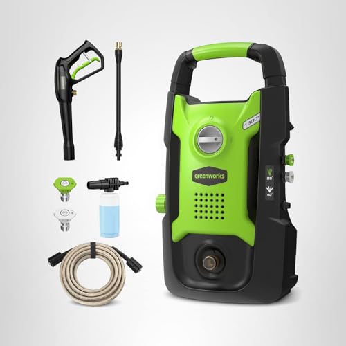 Greenworks 1600 PSI (1.2 GPM) Electric Pressure Washer (25°, 40°, Soap Applicator) Ideal For Cleaning Cars, Trucks, Boats, Outdoor Patio Furniture, Decks, and Windows