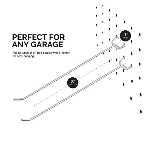 Neiko 53104A 8” Pegboard Hook Organizer Kit, 50 Pack, Hanging Hooks Set for Garage Organization, Great for Wall Hanging and Shelving, Tool Storage, Craft Organizing