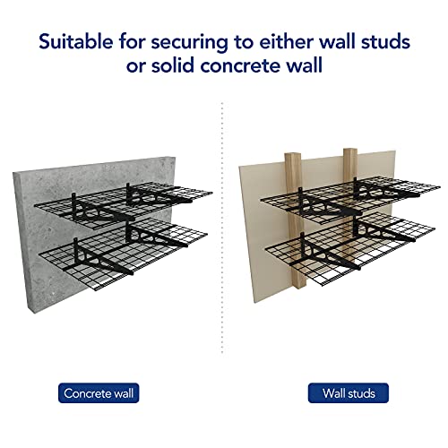 FLEXIMOUNTS Garage Storage Bundle – 2-Pack 2x4ft Wall Mounted Floating Shelves 24"x48"& 3x6ft Adjustable Overhead Ceiling Rack 72"x36"x40", 450lbs Capacity, Black
