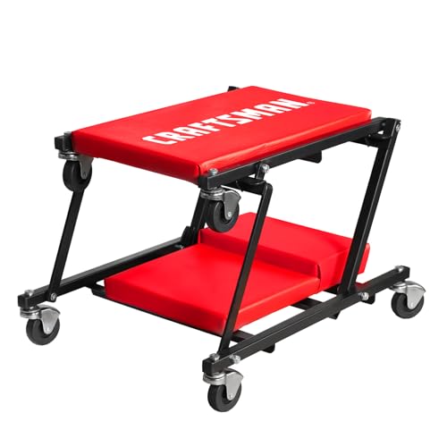 Torin Craftsman 36" Rolling Foldable Automotive Creeper,Car Creeper,2-in-1 Garage Shop Creeper for Auto Repair,300 Lbs Capacity,Red