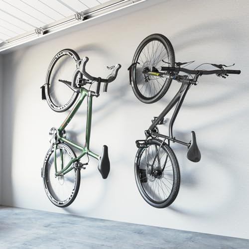 monTEK Swivel Bike Wall Mount, Bike Hangers for Garage, Space-Saving Vertical Bike Rack, Sturdy Bike Storage Rack Holds Up to 66lbs, Easy to Install, 2 Pack