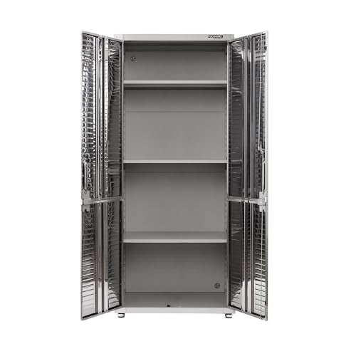 Seville Classics UltraHD Solid Steel Lockable Metal Storage Cabinet Locker Organizer, w/Adjustable Shelves for Garage, Warehouse, Office, Classroom, Granite, 30" W x 18" D x 72" H