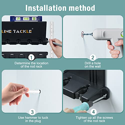 Topline Tackle Fishing Pole Holder Wall Mount, 2 Set Vertical Fishing Rod Holders for Garage – Fishing Rod Rack Storage for 12 Rods
