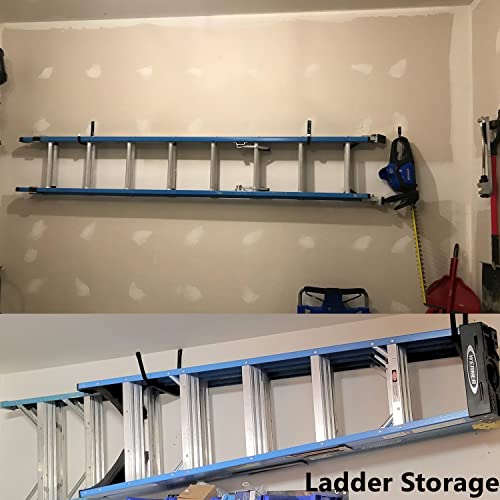 Heavdace 8 Pack Garage Storage Hooks,10 Inch Heavy Duty Ladder Storage Hanger, Wall Mounted Utility Rack