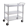Seville Classics UltraDurable NSF Commercial Heavy Duty Metal Rolling Utility Cart, Handle Bar for Restaurant, Garage, Warehouse, Kitchen, Office, Deep Top Basket (34.8"W x 18.25"D)