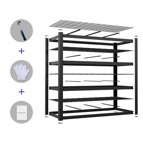 YWTA 71" Wx71 H Industrial Shelving,8000LBS Garage Storage Shelves,4 Tier Adjustable Metal Shelving,Heavy Duty Shelving for Factory, Garage,Warehouse,Barn (1)