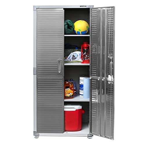 Seville Classics UltraHD Solid Steel Lockable Metal Storage Cabinet Locker Organizer, w/Adjustable Shelves for Garage, Warehouse, Office, Classroom, Granite, 30" W x 18" D x 72" H