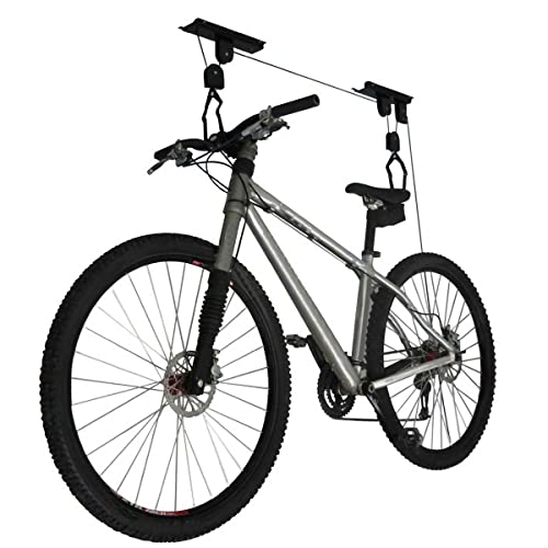Set of 4 Bike Hangers for Garage - Hoist Pulley System with 100lb Capacity - Overhead Ceiling Storage for Bicycles or Ladders by RAD Sportz
