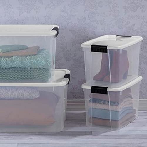 Sterilite 6-Pack 30 Quart Ultra Latch Box, Clear Storage Organizer Bins with Latching Lids - Stackable Plastic Containers for Home Organization in Garage, Attic, Basement, and Closet
