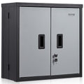 VEVOR Foldable Wall Cabinet, Metal Garage Locker Mounted 26" Small Tool Chest 240 LBS Loading Capacity Adjustable Shelf Magnetic Door File for Warehouse Office Home Black