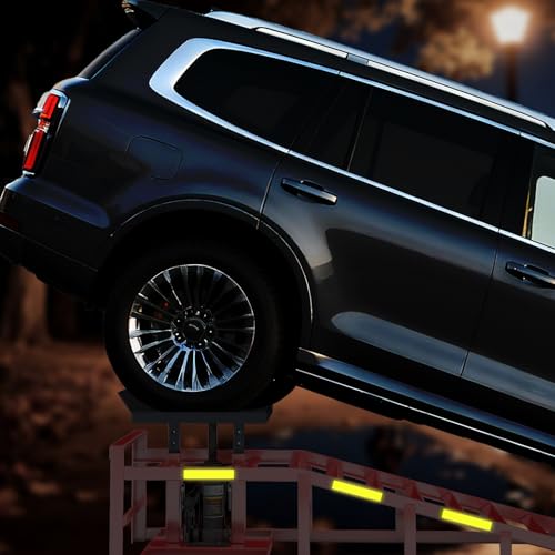 2 PCS Hydraulic Car Ramp, 5T Heavy-Duty, Red,Lifting Height 9.8-15 in