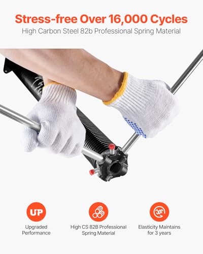 VEVOR Garage Door Torsion Springs, Pair of 0.225 x 2 x 24 in, 16000 Cycles, Electrophoresis Black Coated for Replacement, Garage Door Springs with Non-Slip Winding Bars, Gloves and Mounting Wrench