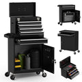 Granper 5-Drawer High Capacity Rolling Tool Box, Removable Cabinet Storage Tool Chest with Wheels and Drawers, Detachable Toolbox with Lock for Mechanics Garage Workshop and Tool Room (Black)
