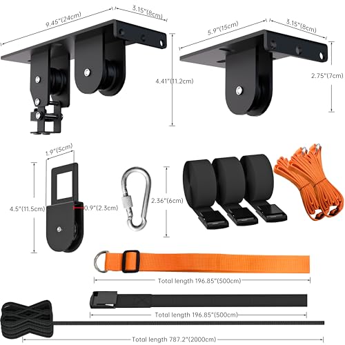 TRUSOON Kayak Hoist, Heavy Duty Kayak Pulley System for Garage Ceiling, Hold Up to 150 lbs Capacity, Canoe Garage Lift Storage System, Fit 10-18 Foot Ceilings, Black
