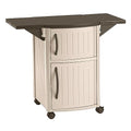Suncast Outdoor Grilling Prep Station Table with Storage, Taupe/Brown