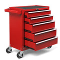 YELLOW JACKET Rolling Tool Chest 5 Drawers, Portable Tool Storage Cabinet with Wheels, Tool Cabinet Organizer with Locking System & Drawer Liners, Tool Storage Cart for Garage, Workshop, Red