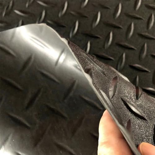 THABATAD 4 x 6 FT Heavy Duty Garage Floor Mat, 2.5 mm Thickness Garage Car Mat for Garage Floor, Golf Cart Parking, Water/Stain Resistant Floor Runner (Embossed Diamond Plate), Red