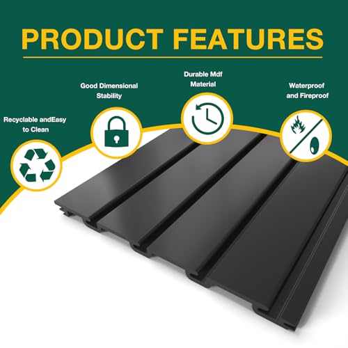 Yuzzy Slat Wall Paneling 4 x 8ft, Garage Slatwall Panel Wall Storage Systems, Heavy Duty PVC Garage Wall Organization (Black)
