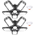 Luyata LED Garage Lights 2 Pack, Ceiling LED Shop Light 180W 18000LM 6500K Screw in Led Light with 5+1 Deformable Panels, Bright Led Lighting for Garage Workshop Basement Support E26/E27 Socket