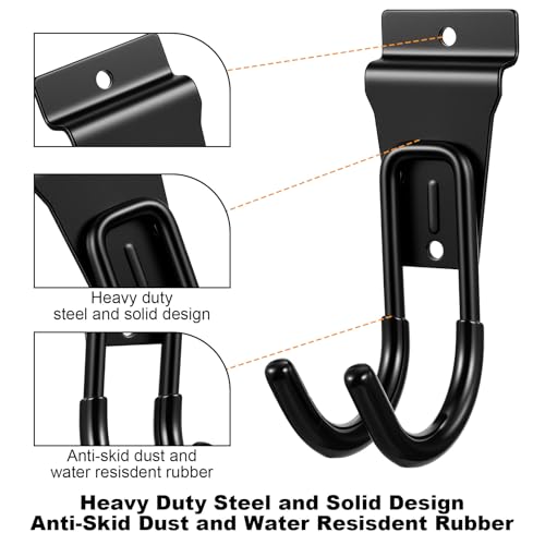 Afcabakila 10Pack Gladiator Hooks slatwall Hooks Gladiator Hook for Track Durable Gladiators Hook Hanger J Garage Hookss Metal Wall Hangers for Garden Hose Black