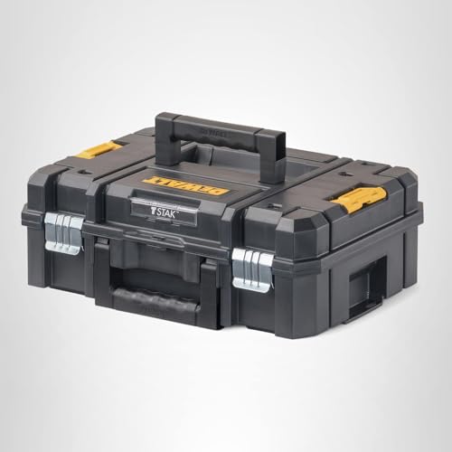 DEWALT Tool Box TSTAK II, 13 In. Flat Top Tool Storage Case, Stackable Organizer Hard Case Portable Toolbox, Heavy Duty, Holds Up To 66 lbs (DWST17807)