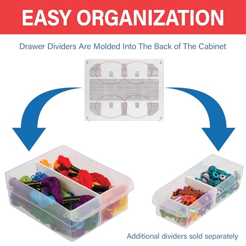 Akro-Mils 24-Drawer Plastic Drawer Storage Cabinet for Garage Organization, Bead Organizer, Building Bricks Storage, Teacher Toolbox, Makeup Organizer, 20" W x 6" D x 16" H, 10124 Red