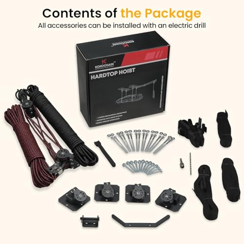 Cargo Box Ceiling Storage Hoist,180lbs Pulley System for Garage Ceiling Storage, Heavy Duty Garage Pulley Lift System for Roof Cargo Box, Garage Hoist for Overhead Storage, Fits 8-16ft Ceilings