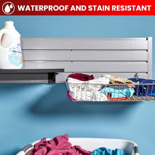 Heavy Duty 8x4 PVC Garage SlatWall Storage System (with Endcaps & Screws) - Modular Slat Wall Paneling for Garage Wall Organizer - Interlocking SlatWall Panels for Home & Commercial Use (White)