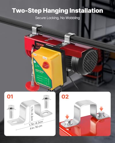 VEVOR 1320lbs Wireless Electric Hoist, 1150W 110V Electric Steel Wire Winch with Wireless Remote Control, 40ft Single Cable Lifting Height & Motor, for Garage Warehouse Factory