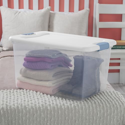 Sterilite 12-Pack 64 Qt Latching Box & 4-Pack Deep Clip Box, Clear Organizer Bins w/Lids – Stackable Plastic Tote Containers for Home, Closet, Office, Bathroom, and Bedroom Storage Organization