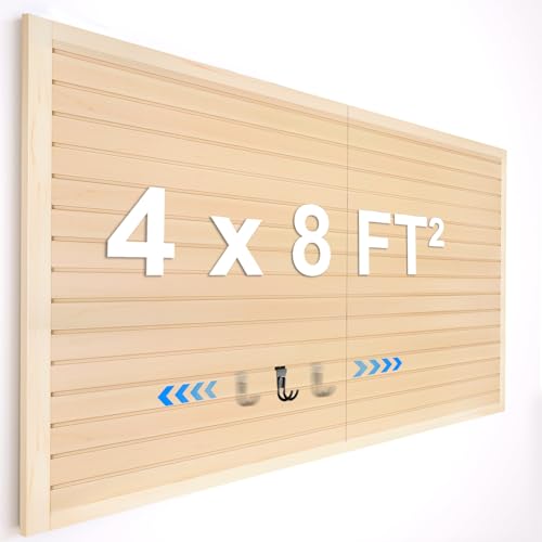 [8x4 Ft²] PVC Slat Wall Paneling, Adjustable Slatwall Panels with Coupling Structure, Slatted Wall Panel System with Customizable Storage Options, DIY Cutting & Easy-to-Install Slatwall Board Shelves
