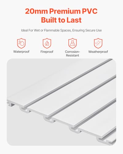 VEVOR Slat Wall Paneling, 2 x 4 ft, PVC Garage Slatwall with Modular Design, White Slat Wall Easy-to-Install Adjustable Slatwall Panel with Coupling Structure & DIY Cutting, Fits for Storage & Display
