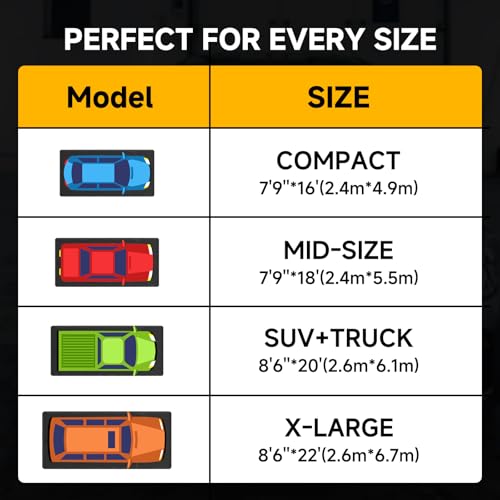 SUNYRISY 7'9" x 16' Containment Garage Floor Mat Under Car, Heavy Duty Waterproof Garage Carpet Floor Protection Non-Slip Parking Mat with Squeegee for Cars SUVs Trucks