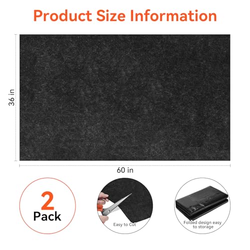 COAGOU 2 Pack 36" x 60" 0.12" Thick Oil Spill Mat Garage Rubber Mats for Floor – Black Water & Oil-Absorbent, Non-Slip, Easy to Clean, Reusable & Cut-to-Fit Mat for Car, Motorcycle, Driveway