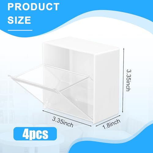 Soaoo 4 Pcs Small Pegboard Bins Magnetic Pegboard Containers clear Square Plastic Bins with Lids for Garage Workbench Workshop Room Organizing Craft Tool Hardware Small Parts Storage Accessories