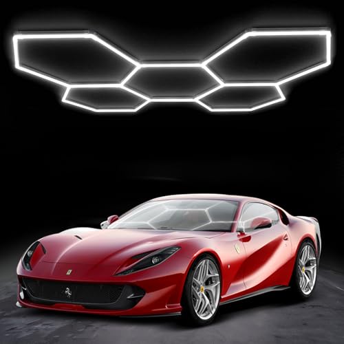 MODERN Hexagon Garage Lights，25 Pack 216W 25920LM High Brightness Hexagon Garage LED Lights for Garage, Shopping Mall, Workshop and Car Detailing Shop etc
